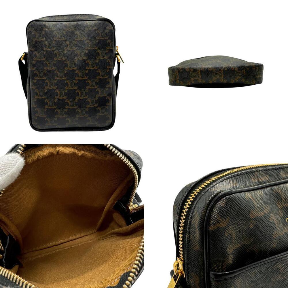 Celine Triomphe Vertical Messenger Shoulder Bag Brown Black Gold - Picture 3 of 4